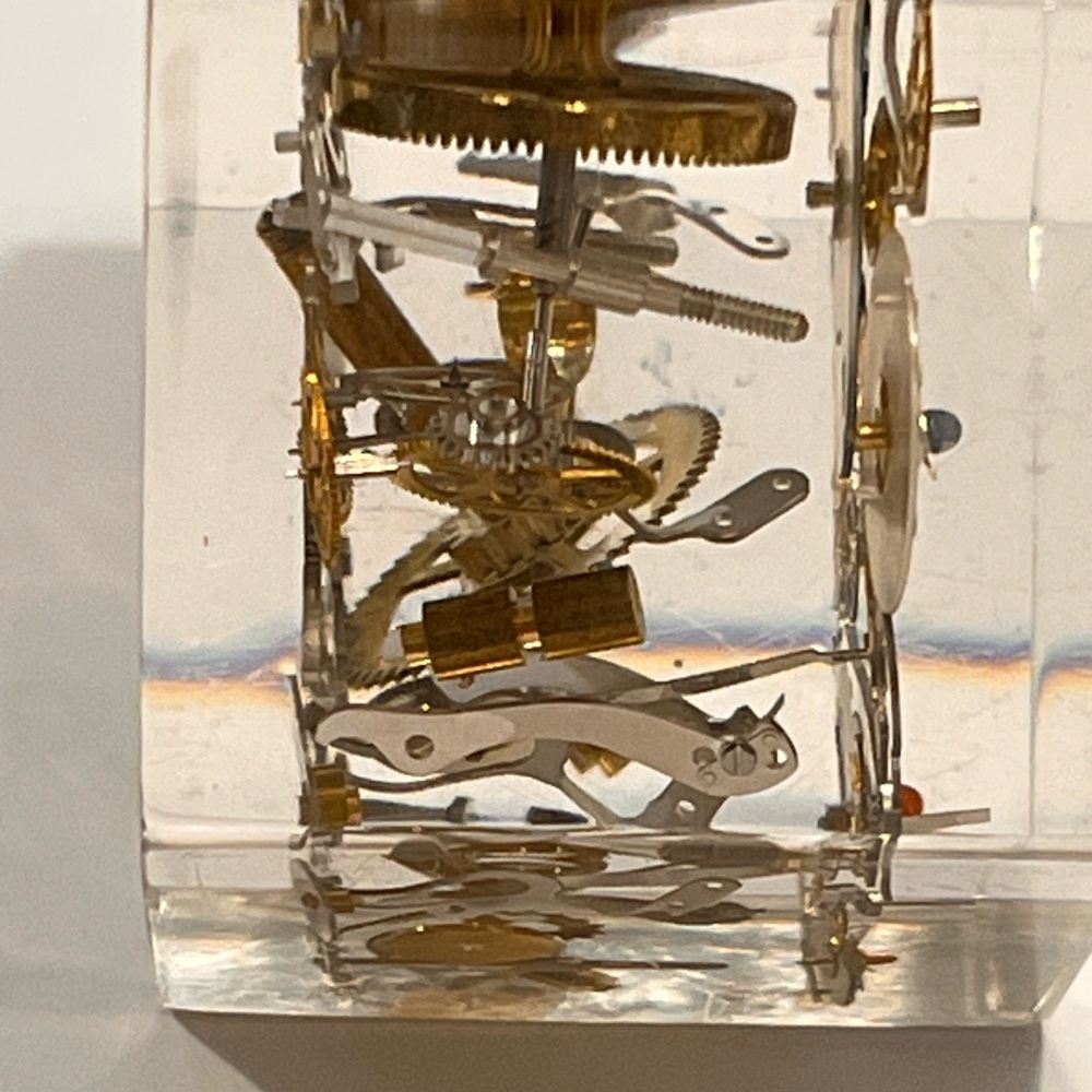 MCM Rare 1950s Lucite Exploding Watch Parts Sculpture Frozen Paperweight Octagon - Picture 6 of 15
